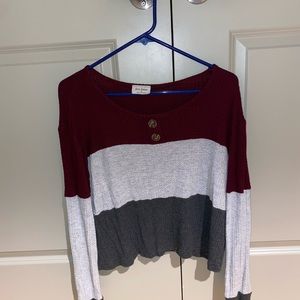 Long sleeve sweater burgundy and grey size Medium